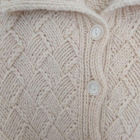 Vintage Y2K Express Womens Cream Chunky Wool Fisherman Belted Cardigan Sz M - Picture 10 of 10
